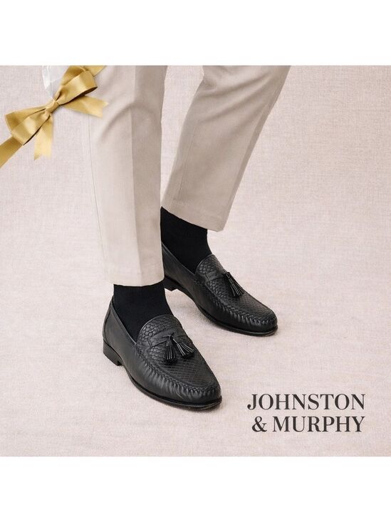Johnston & Murphy Other - Johnston & Murphy Woven Leather Tassel Loafers Black Mens 10½ Medium
